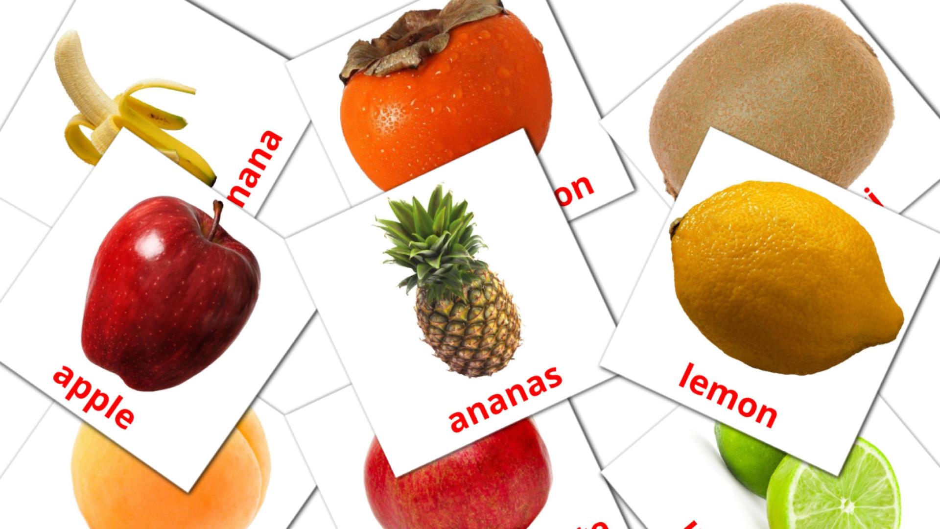20 Bildkarten für Fruits