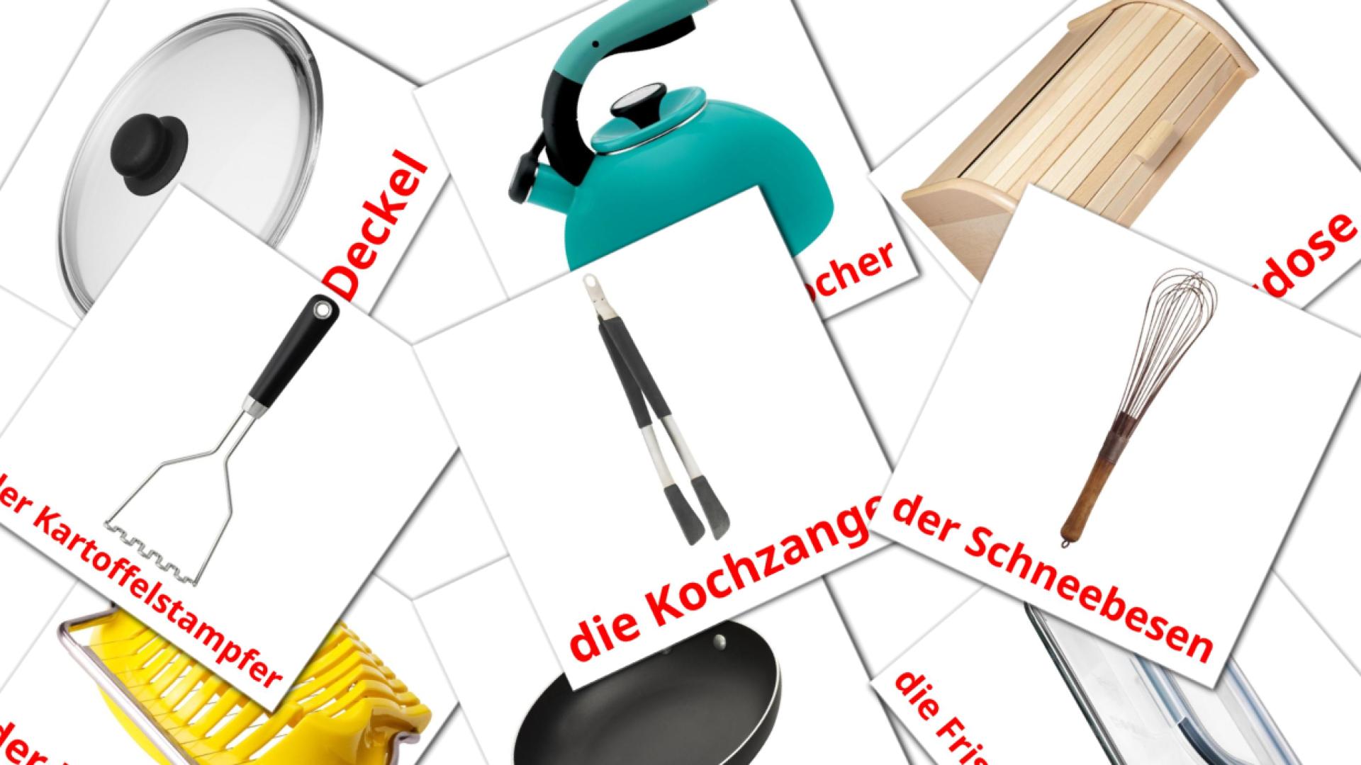 Utensílios de cozinha - Cartões de vocabulário alemão