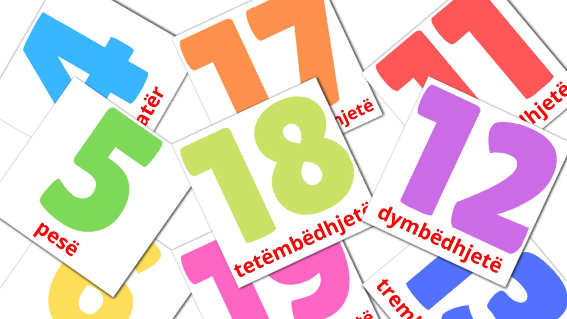 Numeri (1-20) - Schede di vocabolario albanese