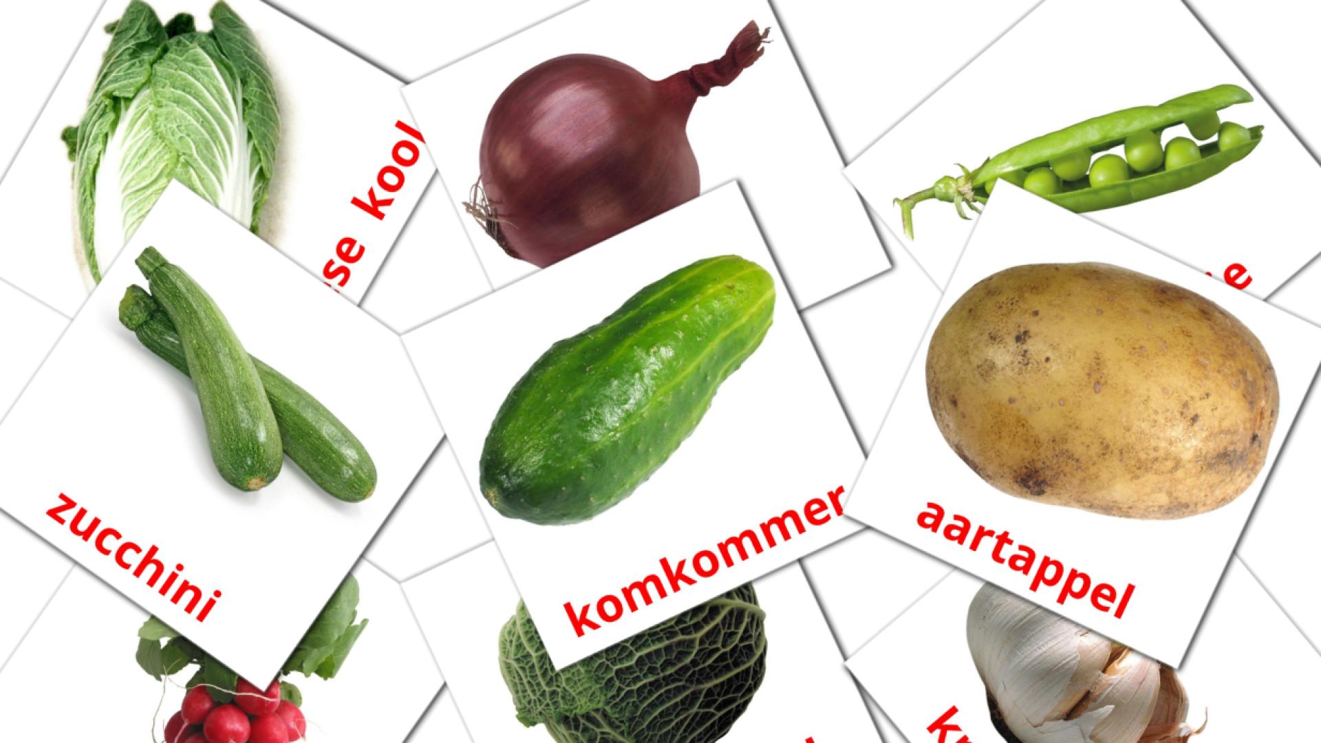 Vegetables - afrikaans vocabulary cards