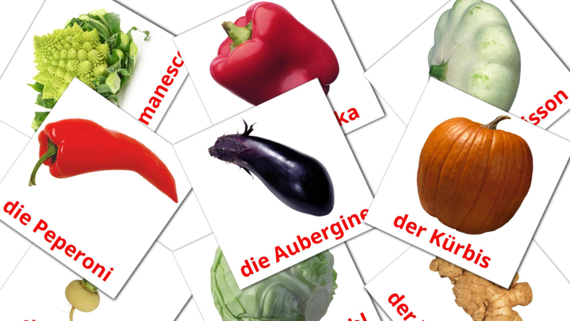 Legumes - Cartões de vocabulário alemão